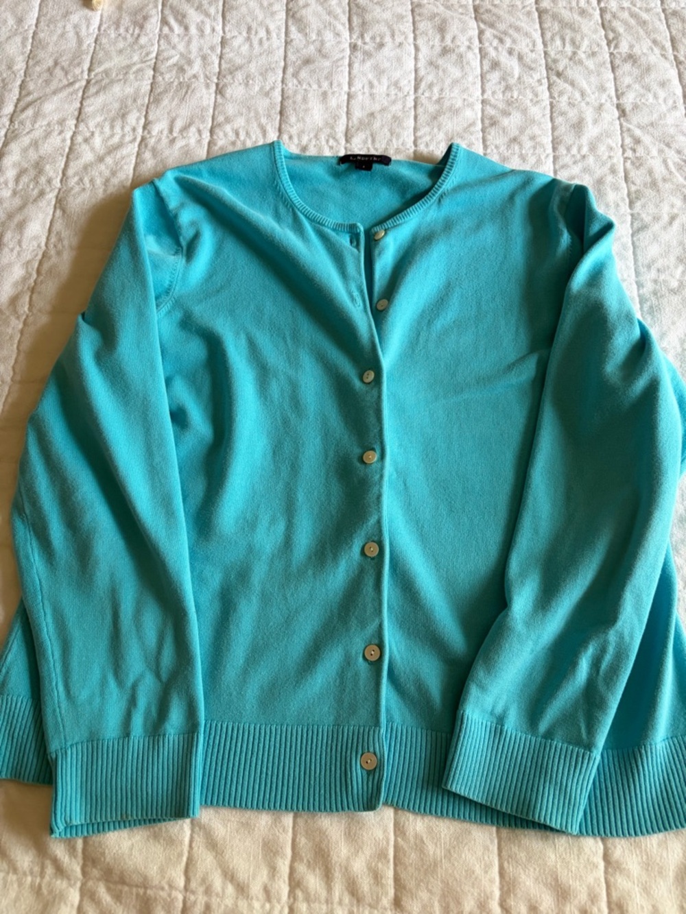 Lands' End Turquoise Button-Front Women's Cardigan